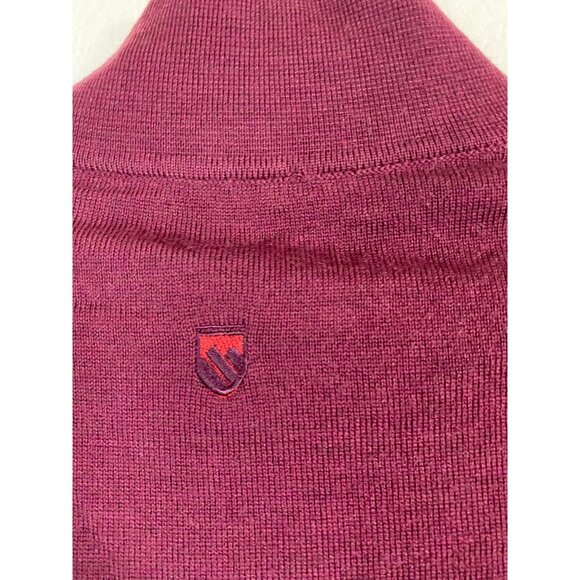 Fairway & Greene Italian Merino Wool Burgundy Quarter Zip Sweater Size Medium - Picture 13 of 16